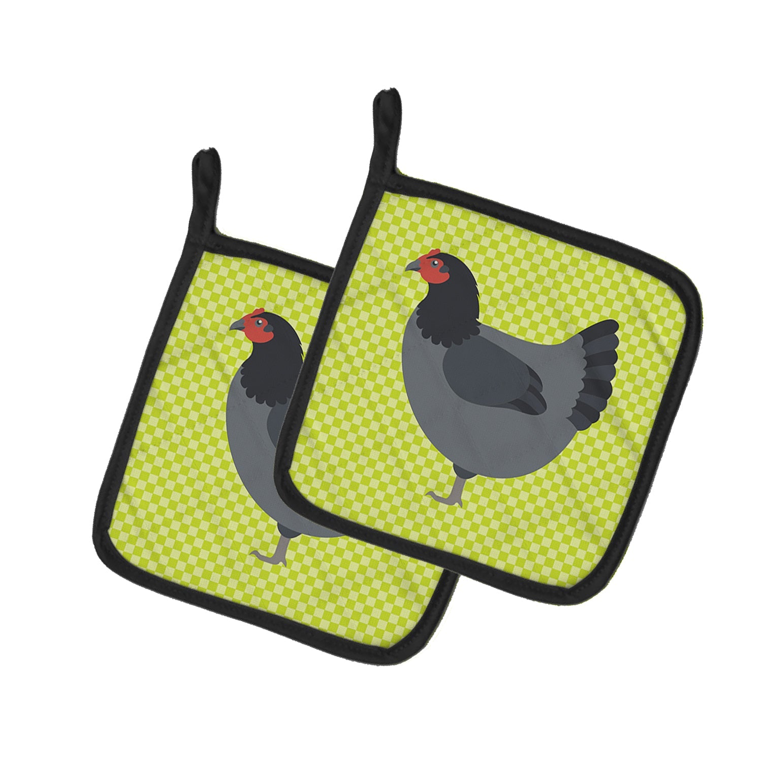 Jersey Giant Chicken Green Pot Holder Set of 2 Heat Resistant Quilted Hot Pads 7.5 x 7.5 Inch, Insulated Kitchen Trivets for Cooking & Baking