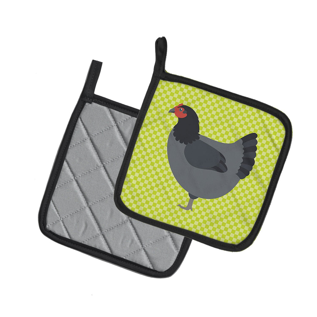 Jersey Giant Chicken Green Pot Holder Set of 2 Heat Resistant Quilted Hot Pads 7.5 x 7.5 Inch, Insulated Kitchen Trivets for Cooking & Baking