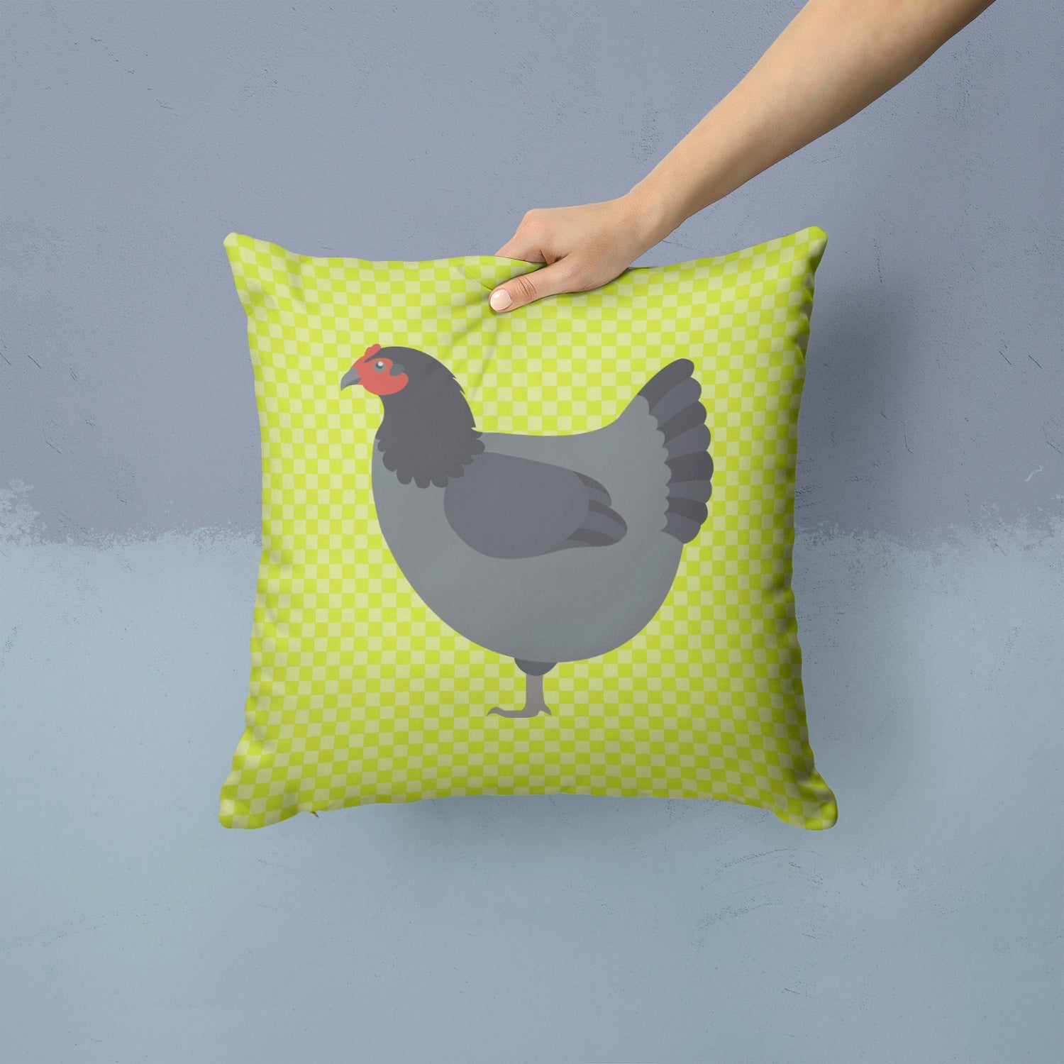 Jersey Giant Chicken Green Decorative Throw Pillow 14x14 Indoor Outdoor Accent Cushion, Fabric Cover with Insert for Sofa, Bed, Porch & Living Room