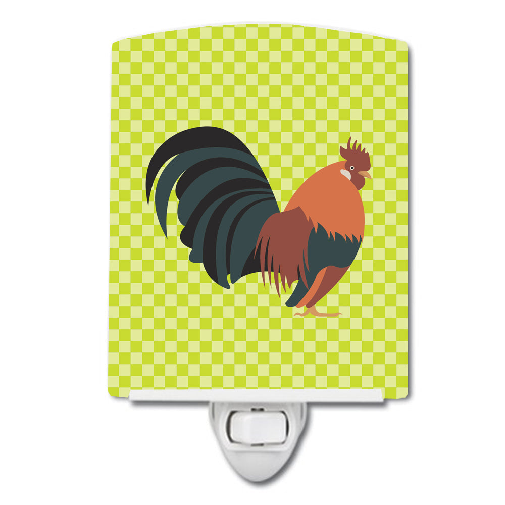 Dutch Bantam Chicken Green Ceramic Night Light Compact, UL-Certified, Ideal for Bedroom, Bathroom, Nursery, Hallway, Kitchen, 6x4x3, Multicolor