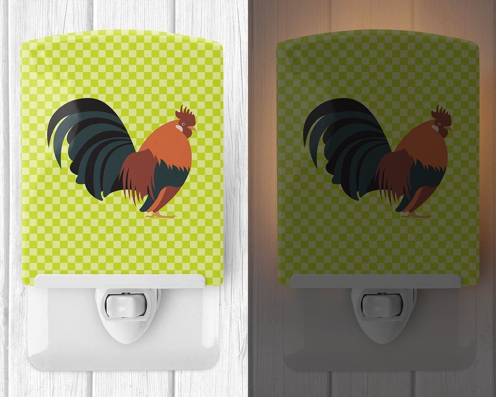 Dutch Bantam Chicken Green Ceramic Night Light Compact, UL-Certified, Ideal for Bedroom, Bathroom, Nursery, Hallway, Kitchen, 6x4x3, Multicolor