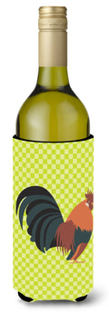 Dutch Bantam Chicken Green Wine Bottle Hugger Gift Sleeve for Standard 750 ml Bottles, Insulated Reusable Also Fits Mini Shot & Pint Bottles