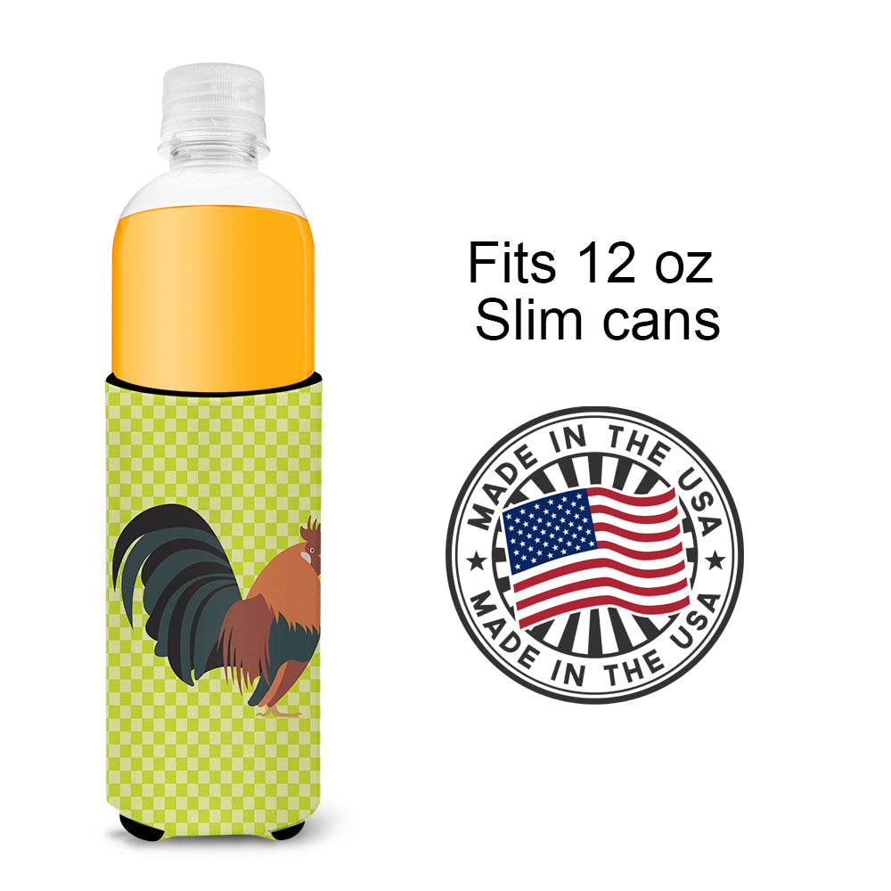 Dutch Bantam Chicken Green Slim Can Hugger , Insulated Foam Hugger for 12 oz Slim Cans, Beer Bottles & Water Bottles, Printed in USA