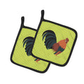 Dutch Bantam Chicken Green Pot Holder Set of 2 Heat Resistant Quilted Hot Pads 7.5 x 7.5 Inch, Insulated Kitchen Trivets for Cooking & Baking