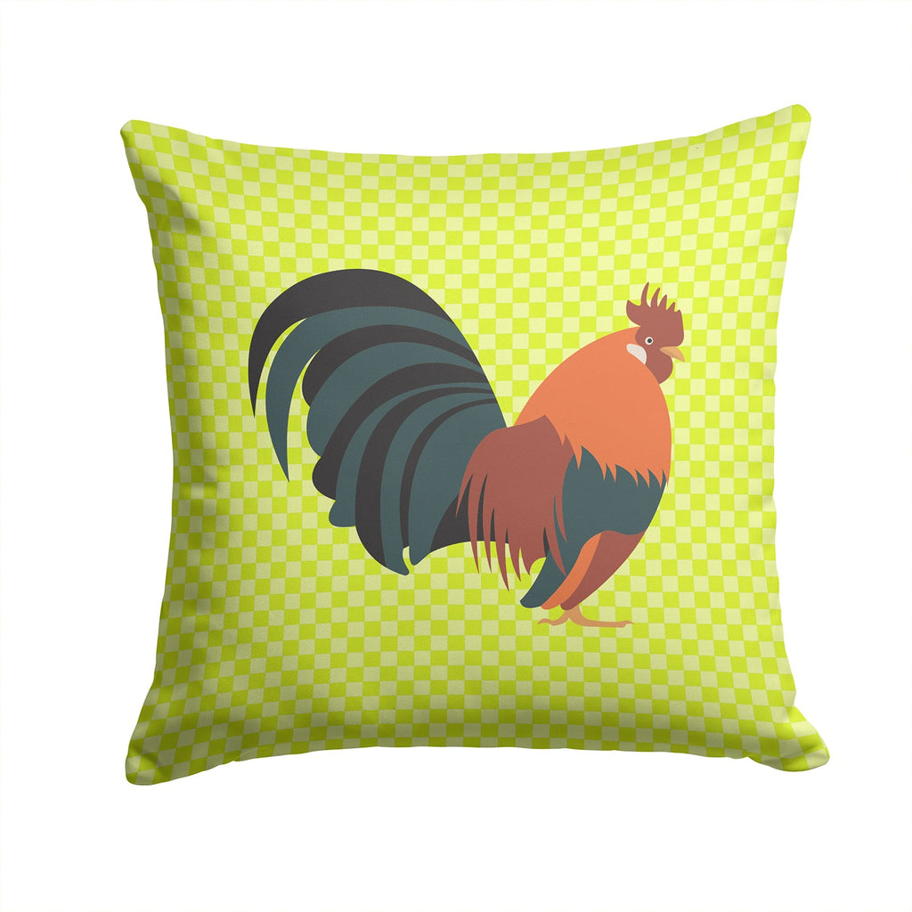 Dutch Bantam Chicken Green Decorative Throw Pillow 14x14 Indoor Outdoor Accent Cushion, Fabric Cover with Insert for Sofa, Bed, Porch & Living Room