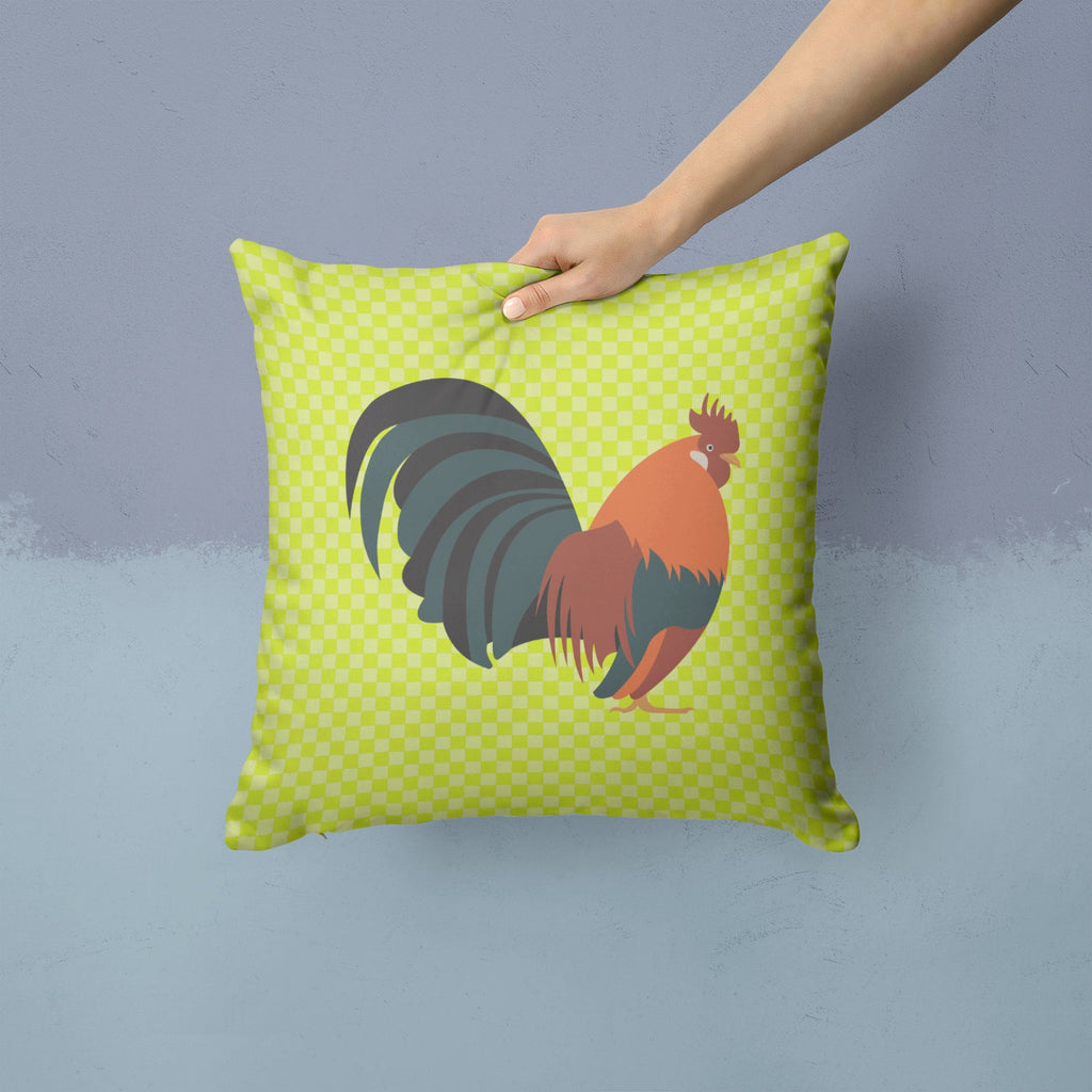 Dutch Bantam Chicken Green Decorative Throw Pillow 14x14 Indoor Outdoor Accent Cushion, Fabric Cover with Insert for Sofa, Bed, Porch & Living Room