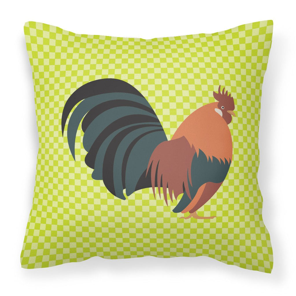Dutch Bantam Chicken Green Decorative Throw Pillow 18x18 Indoor Outdoor Accent Cushion, Fabric Cover with Insert for Sofa, Bed, Porch & Living Room