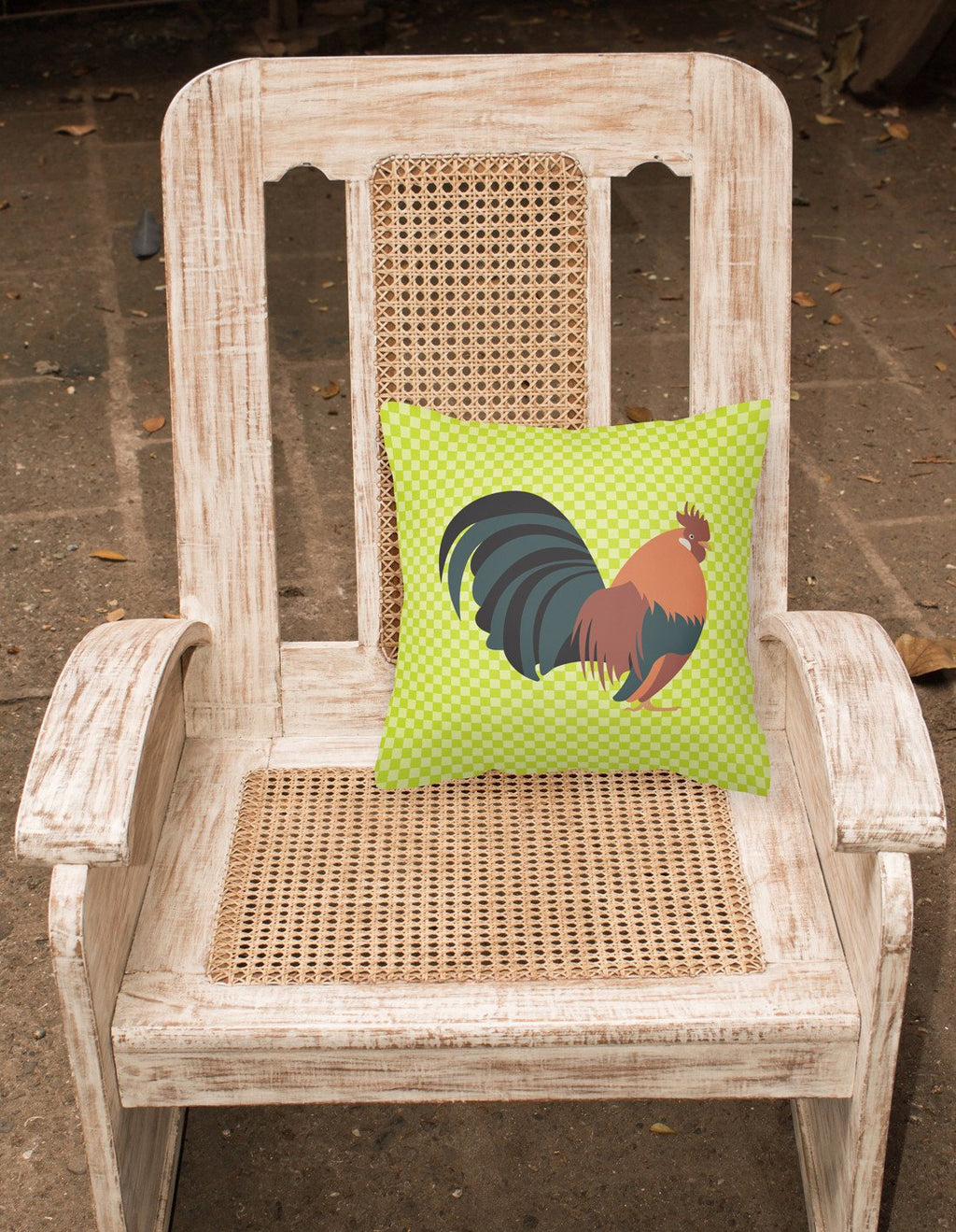 Dutch Bantam Chicken Green Decorative Throw Pillow 18x18 Indoor Outdoor Accent Cushion, Fabric Cover with Insert for Sofa, Bed, Porch & Living Room