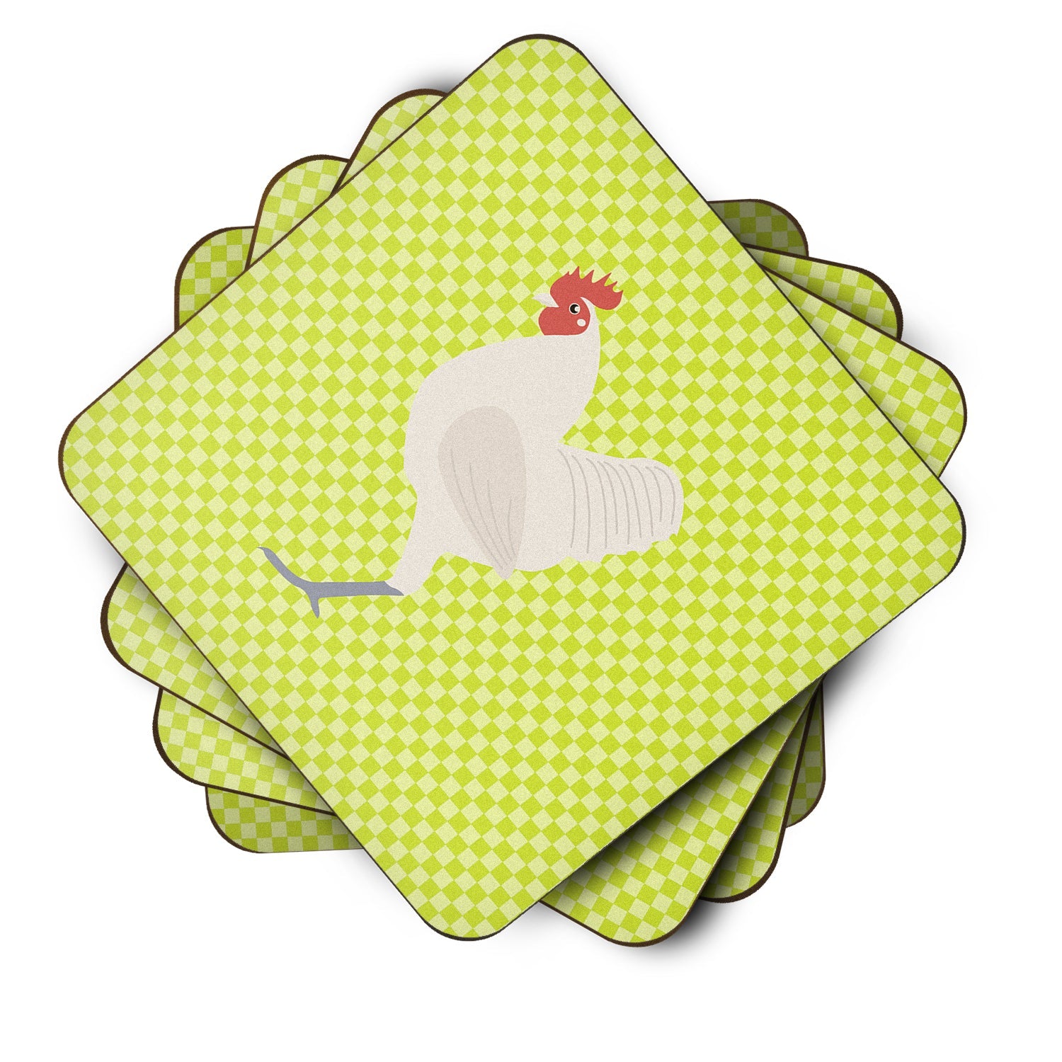 German Langshan Chicken Green Foam Coasters Set of 4 Cup Coasters for Indoor Outdoor, Tabletop Protection, Anti Slip, Mouse pad Material