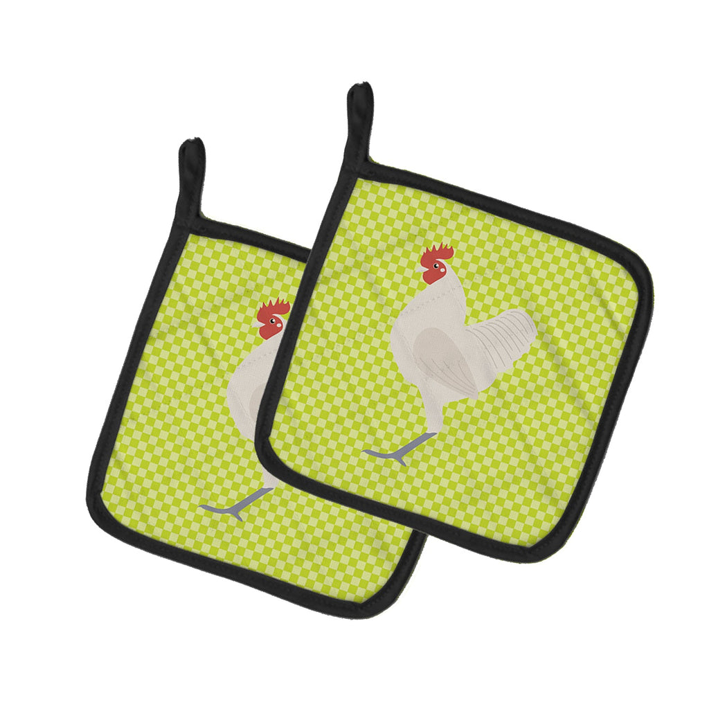 German Langshan Chicken Green Pot Holder Set of 2 Heat Resistant Quilted Hot Pads 7.5 x 7.5 Inch, Insulated Kitchen Trivets for Cooking & Baking