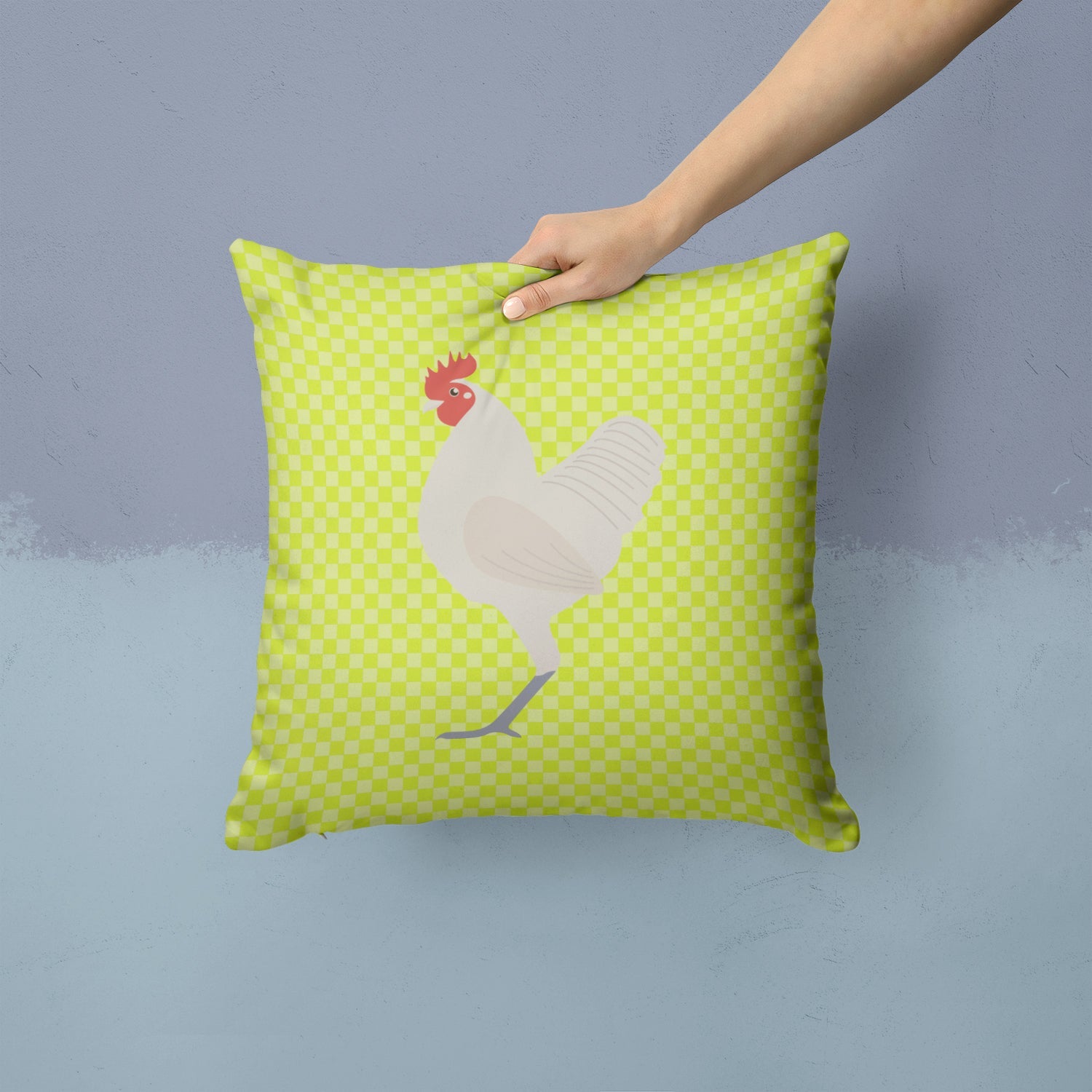 German Langshan Chicken Green Decorative Throw Pillow 14x14 Indoor Outdoor Accent Cushion, Fabric Cover with Insert for Sofa, Bed, Porch & Living Room