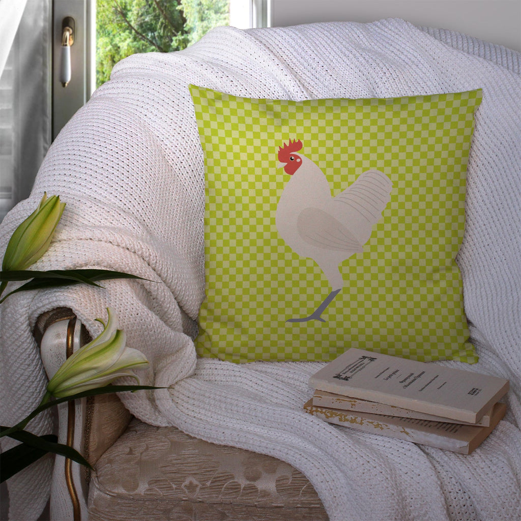 German Langshan Chicken Green Decorative Throw Pillow 14x14 Indoor Outdoor Accent Cushion, Fabric Cover with Insert for Sofa, Bed, Porch & Living Room