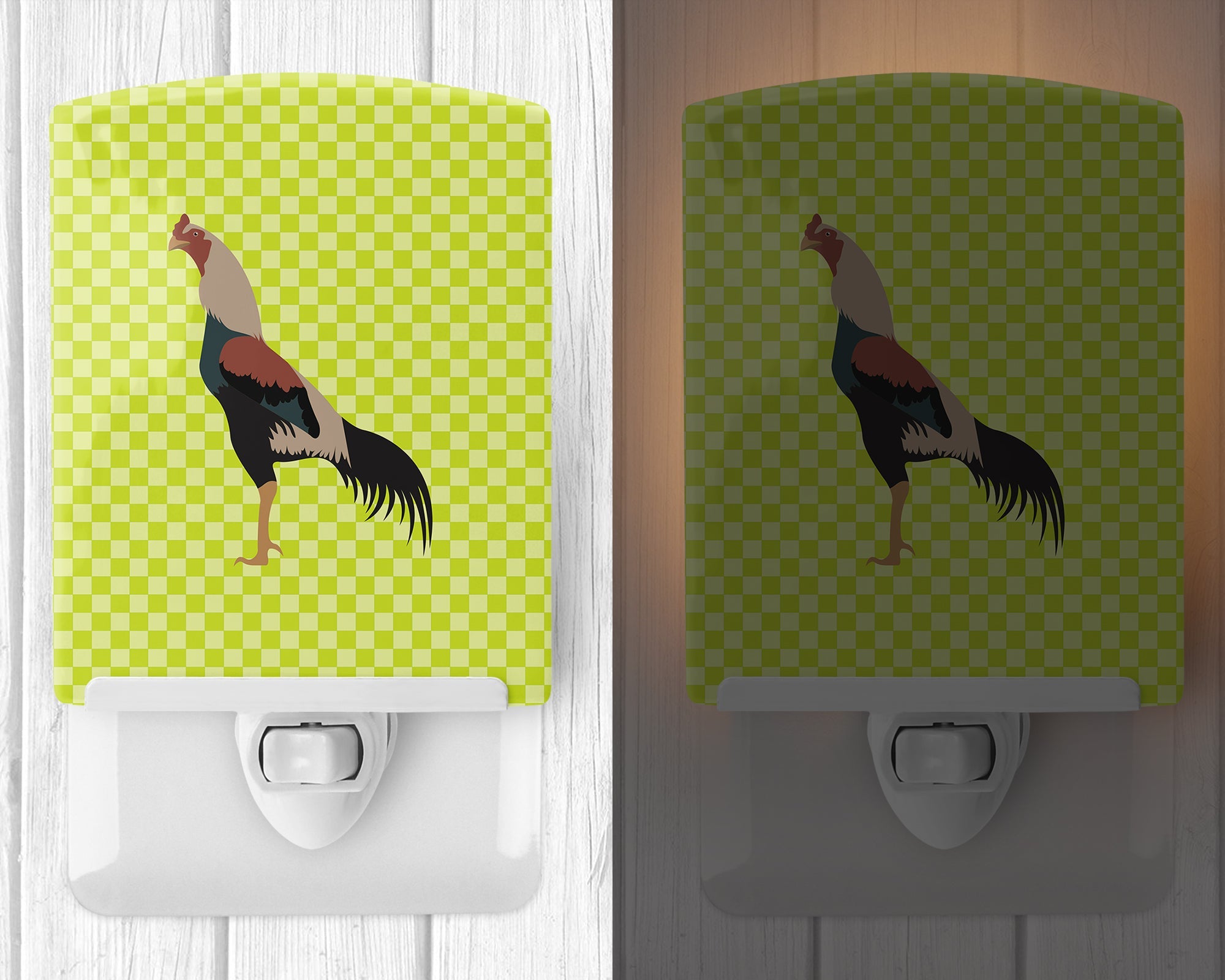 Kulang Chicken Green Ceramic Night Light Compact, UL-Certified, Ideal for Bedroom, Bathroom, Nursery, Hallway, Kitchen, 6x4x3, Multicolor