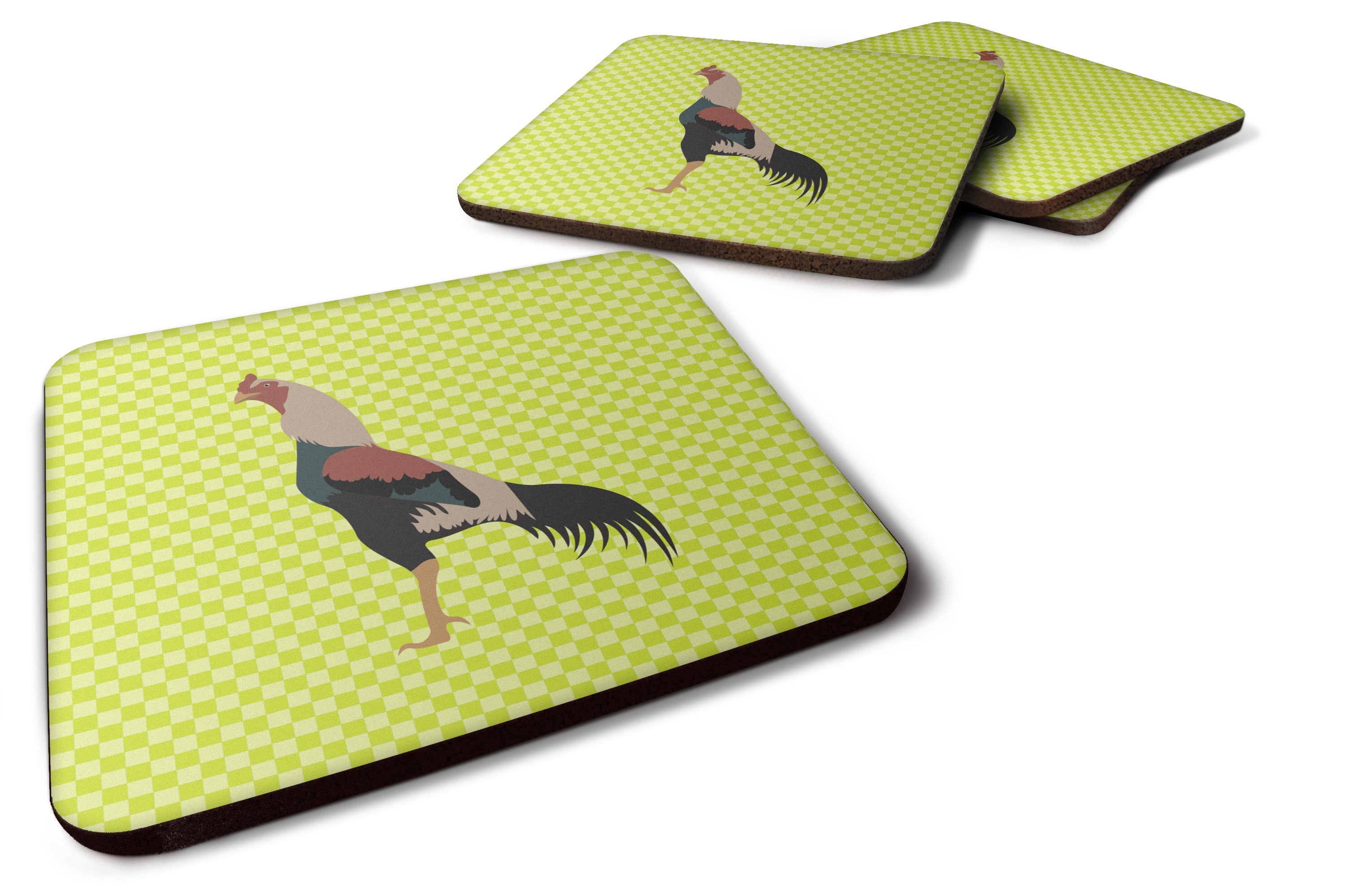Kulang Chicken Green Foam Coasters Set of 4 Cup Coasters for Indoor Outdoor, Tabletop Protection, Anti Slip, Mouse pad Material