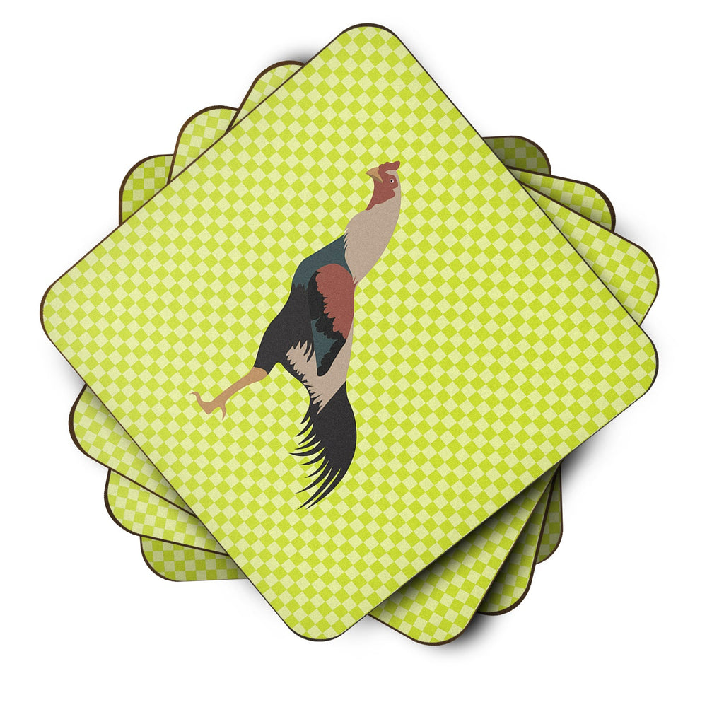 Kulang Chicken Green Foam Coasters Set of 4 Cup Coasters for Indoor Outdoor, Tabletop Protection, Anti Slip, Mouse pad Material