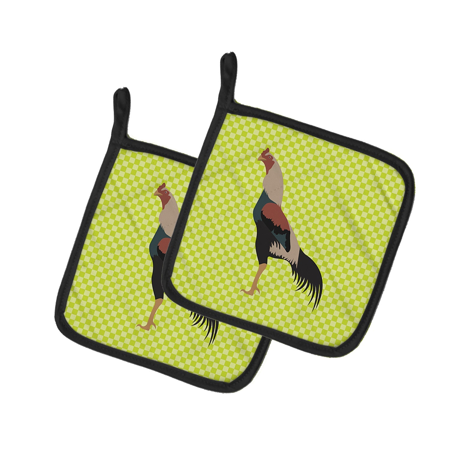 Kulang Chicken Green Pot Holder Set of 2 Heat Resistant Quilted Hot Pads 7.5 x 7.5 Inch, Insulated Kitchen Trivets for Cooking & Baking