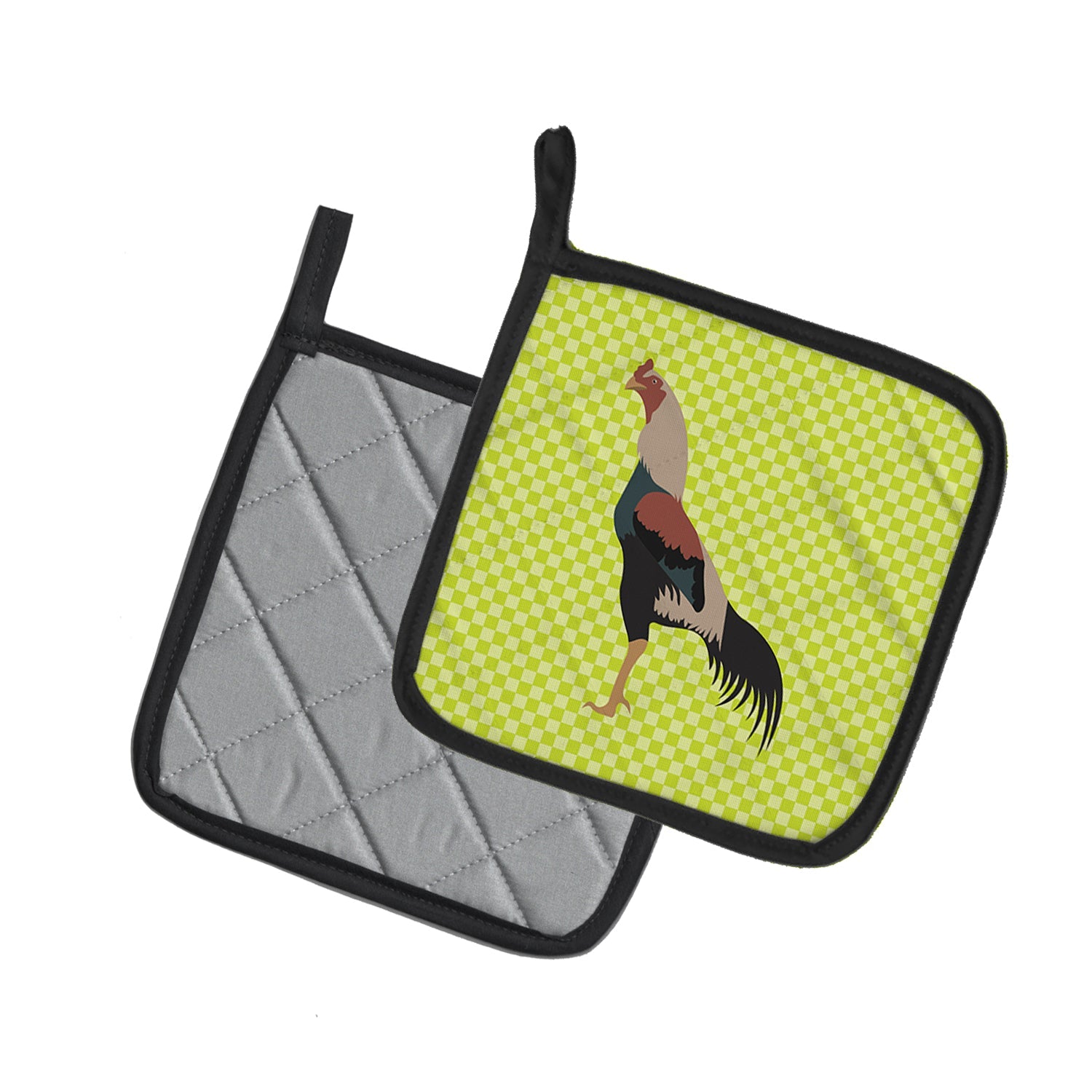 Kulang Chicken Green Pot Holder Set of 2 Heat Resistant Quilted Hot Pads 7.5 x 7.5 Inch, Insulated Kitchen Trivets for Cooking & Baking