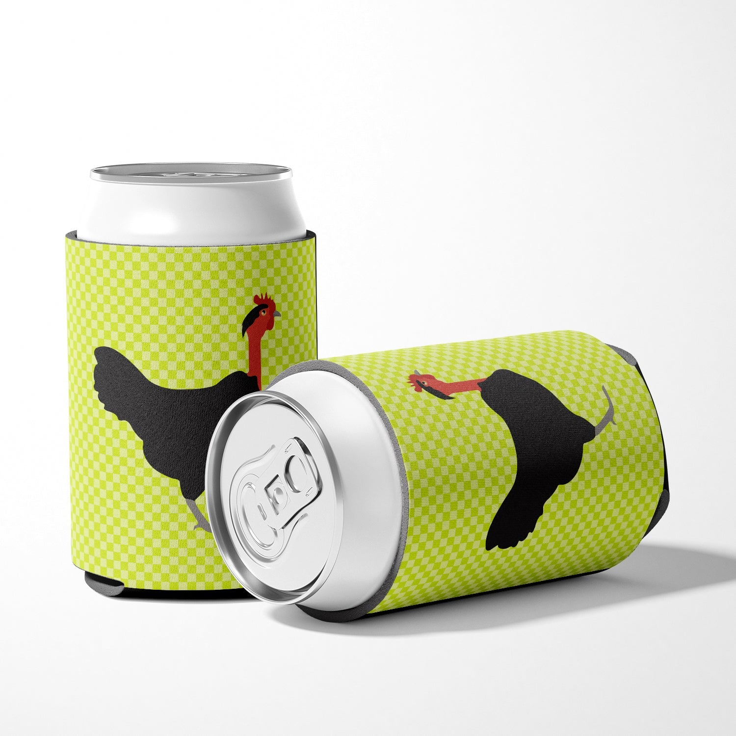 Naked Neck Chicken Green Can or Bottle Hugger Cooler Sleeve for Standard 12 oz Cans, Insulated Foam Beer & Soda Can Hugger Reusable