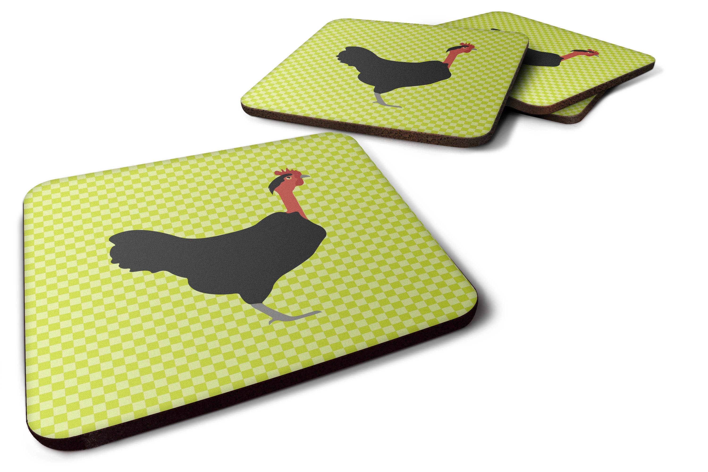 Naked Neck Chicken Green Foam Coasters Set of 4 Cup Coasters for Indoor Outdoor, Tabletop Protection, Anti Slip, Mouse pad Material