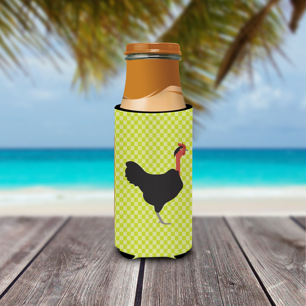 Naked Neck Chicken Green Slim Can Hugger , Insulated Foam Hugger for 12 oz Slim Cans, Beer Bottles & Water Bottles, Printed in USA