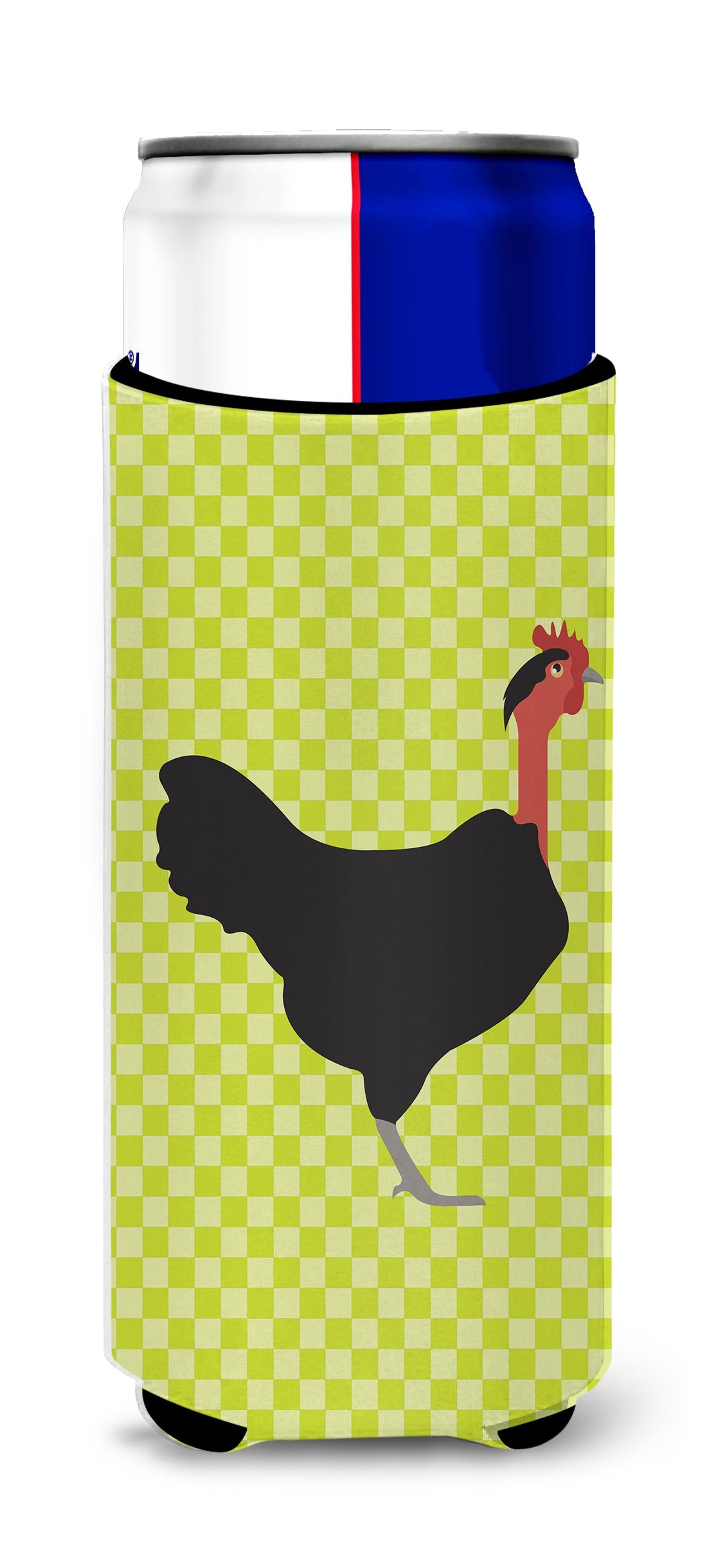 Naked Neck Chicken Green Slim Can Hugger , Insulated Foam Hugger for 12 oz Slim Cans, Beer Bottles & Water Bottles, Printed in USA