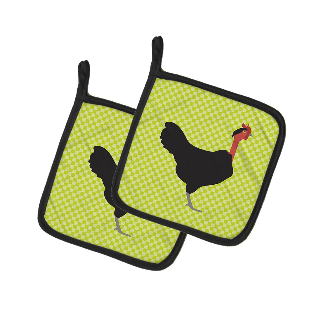 Naked Neck Chicken Green Pot Holder Set of 2 Heat Resistant Quilted Hot Pads 7.5 x 7.5 Inch, Insulated Kitchen Trivets for Cooking & Baking