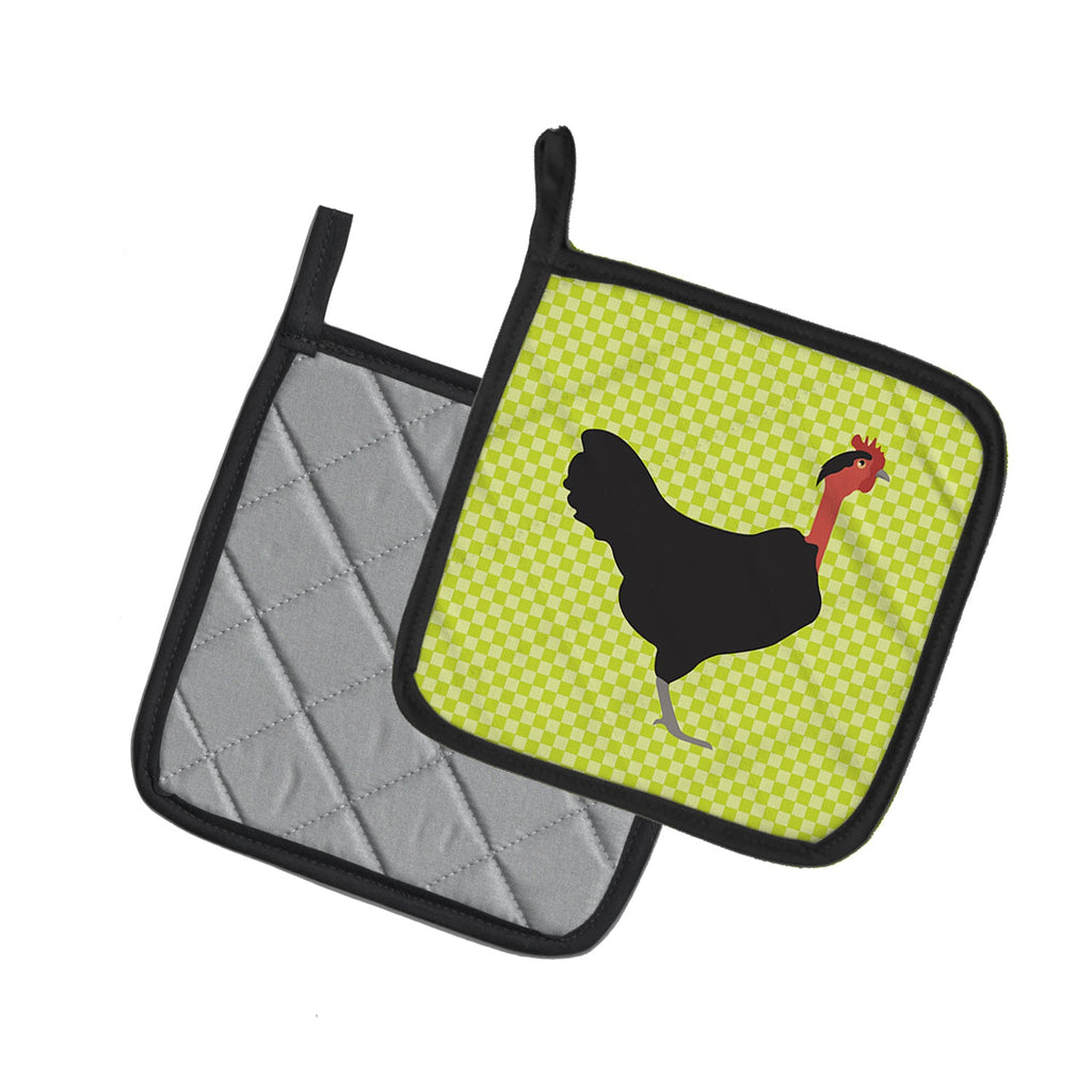 Naked Neck Chicken Green Pot Holder Set of 2 Heat Resistant Quilted Hot Pads 7.5 x 7.5 Inch, Insulated Kitchen Trivets for Cooking & Baking