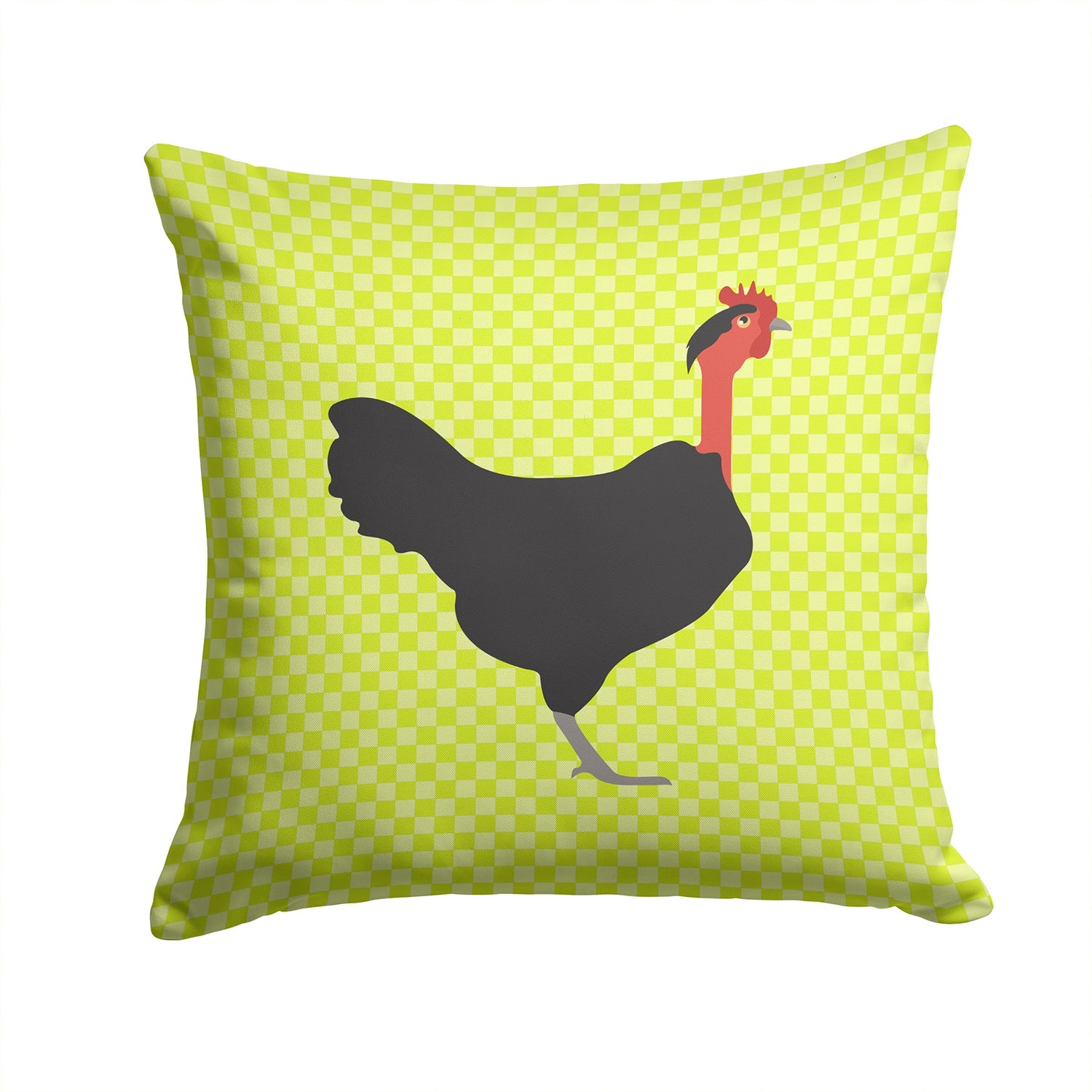 Naked Neck Chicken Green Decorative Throw Pillow 14x14 Indoor Outdoor Accent Cushion, Fabric Cover with Insert for Sofa, Bed, Porch & Living Room