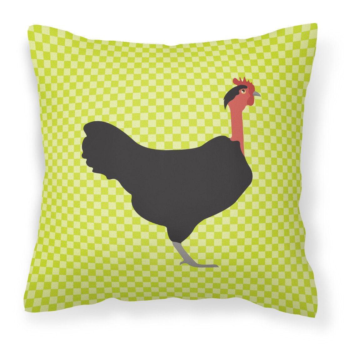 Naked Neck Chicken Green Decorative Throw Pillow 18x18 Indoor Outdoor Accent Cushion, Fabric Cover with Insert for Sofa, Bed, Porch & Living Room