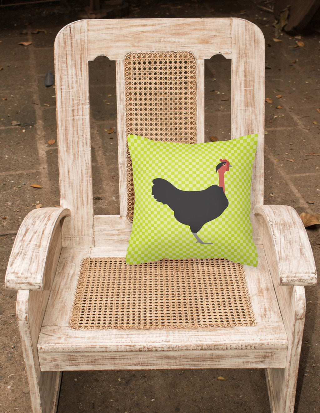 Naked Neck Chicken Green Decorative Throw Pillow 18x18 Indoor Outdoor Accent Cushion, Fabric Cover with Insert for Sofa, Bed, Porch & Living Room