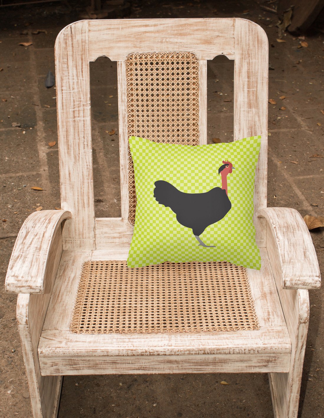 Naked Neck Chicken Green Decorative Throw Pillow 18x18 Indoor Outdoor Accent Cushion, Fabric Cover with Insert for Sofa, Bed, Porch & Living Room