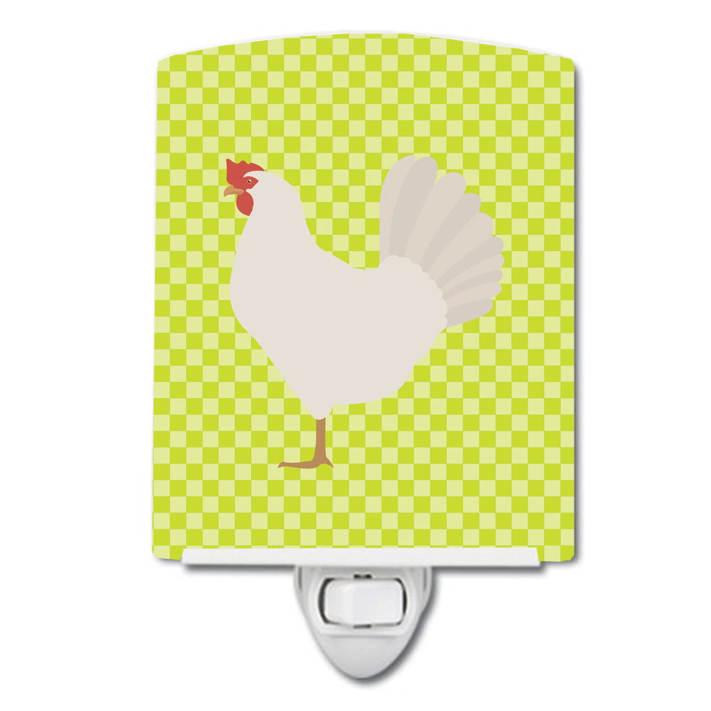 Leghorn Chicken Green Ceramic Night Light Compact, UL-Certified, Ideal for Bedroom, Bathroom, Nursery, Hallway, Kitchen, 6x4x3, Multicolor
