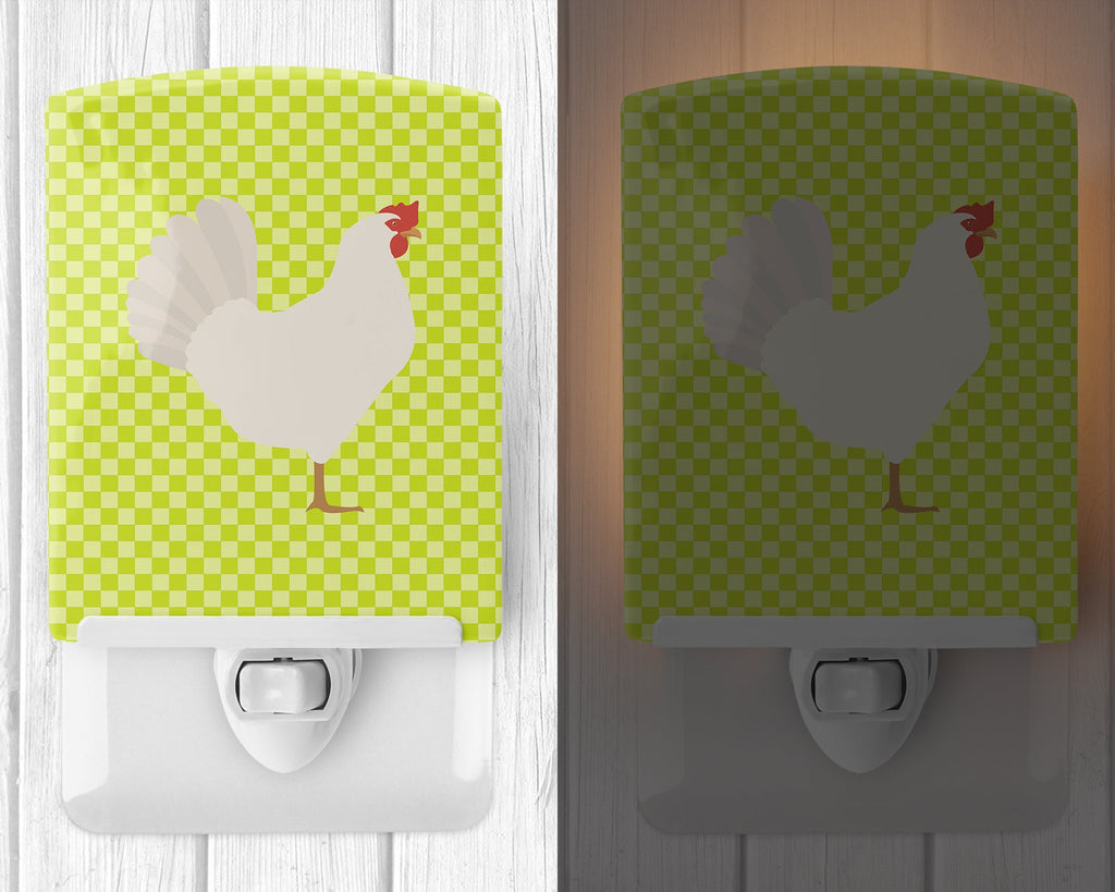 Leghorn Chicken Green Ceramic Night Light Compact, UL-Certified, Ideal for Bedroom, Bathroom, Nursery, Hallway, Kitchen, 6x4x3, Multicolor