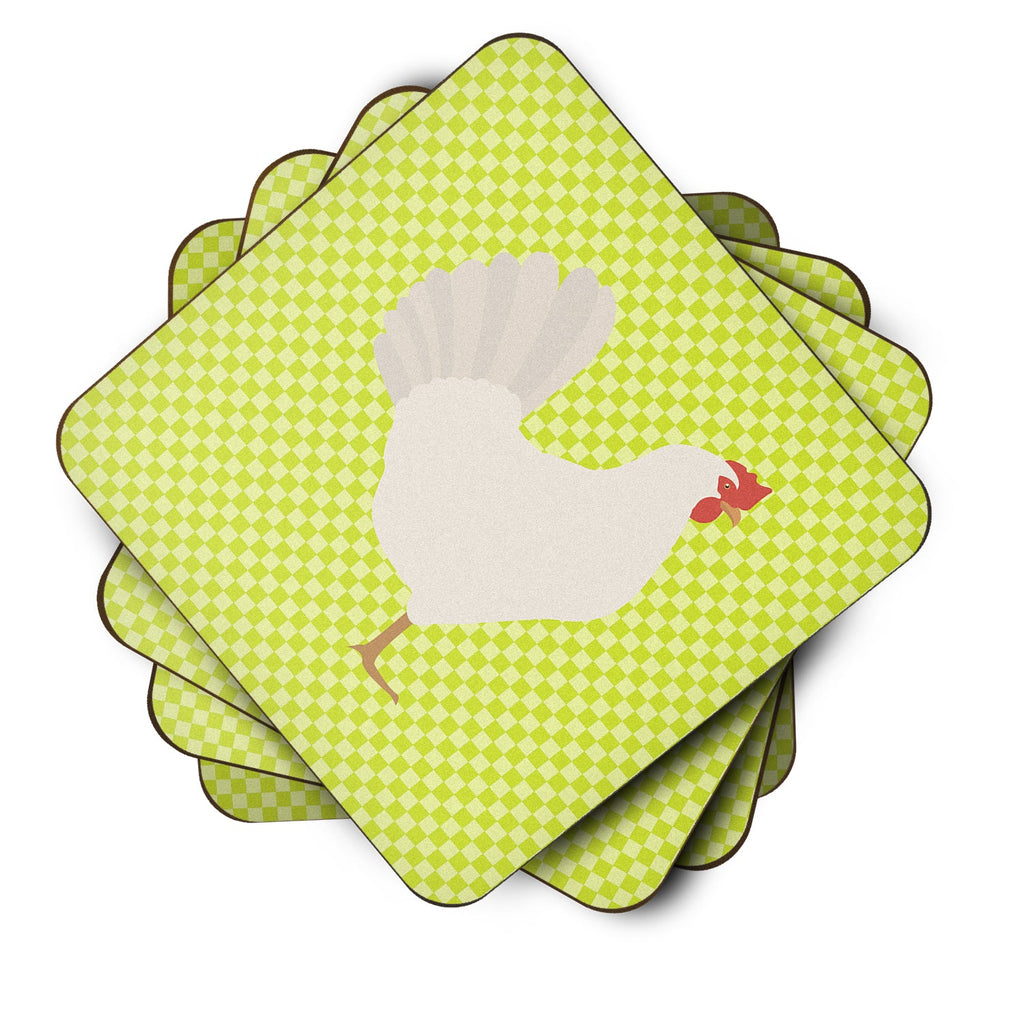 Leghorn Chicken Green Foam Coasters Set of 4 Cup Coasters for Indoor Outdoor, Tabletop Protection, Anti Slip, Mouse pad Material