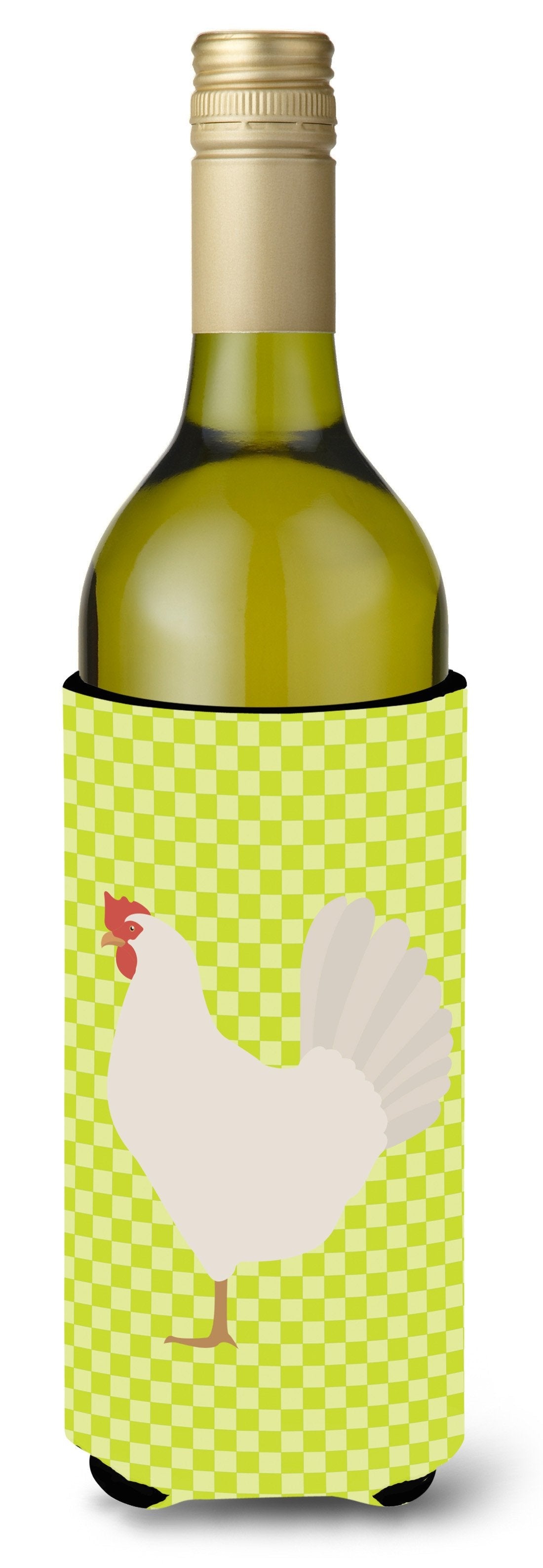 Leghorn Chicken Green Wine Bottle Hugger Gift Sleeve for Standard 750 ml Bottles, Insulated Reusable Also Fits Mini Shot & Pint Bottles