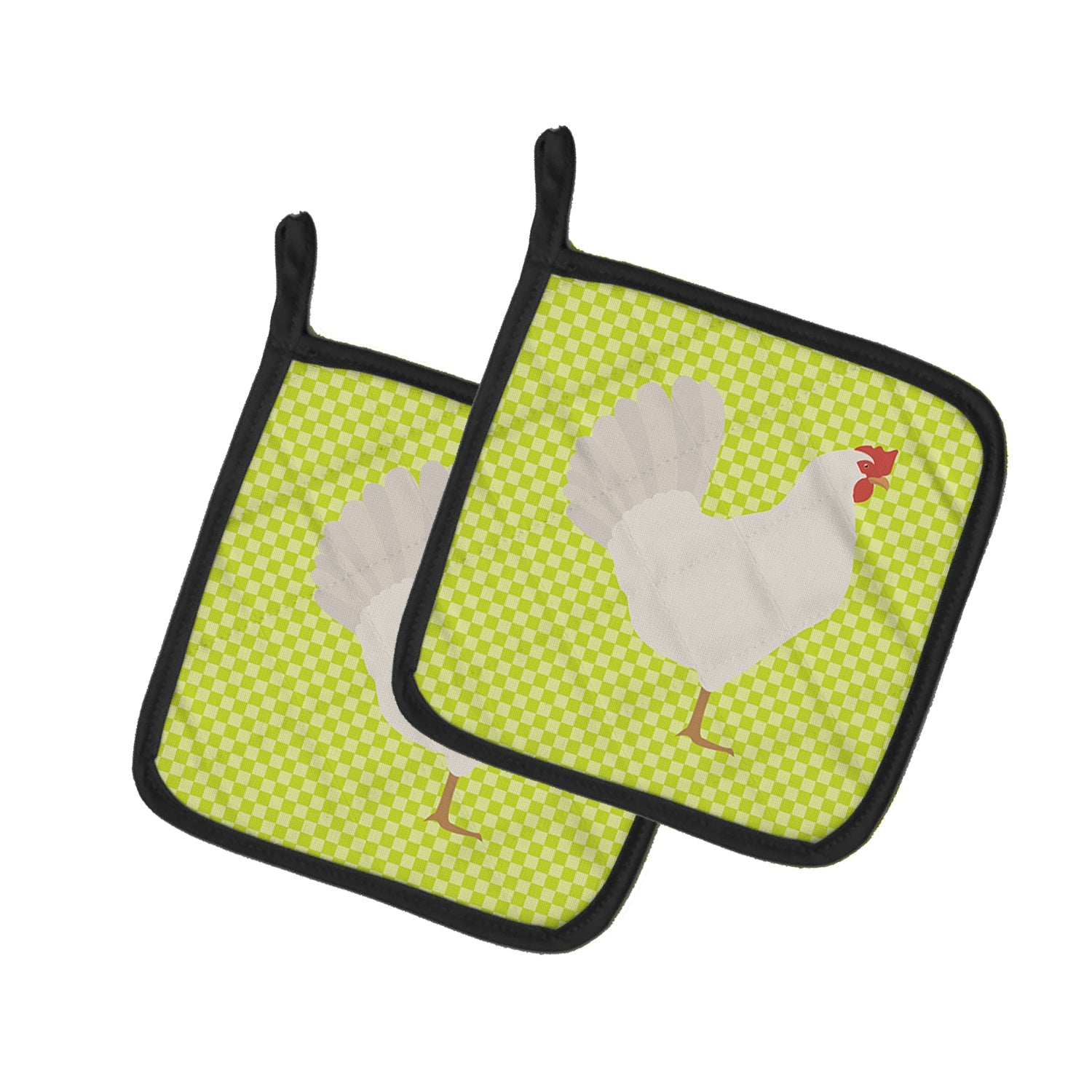 Leghorn Chicken Green Pot Holder Set of 2 Heat Resistant Quilted Hot Pads 7.5 x 7.5 Inch, Insulated Kitchen Trivets for Cooking & Baking