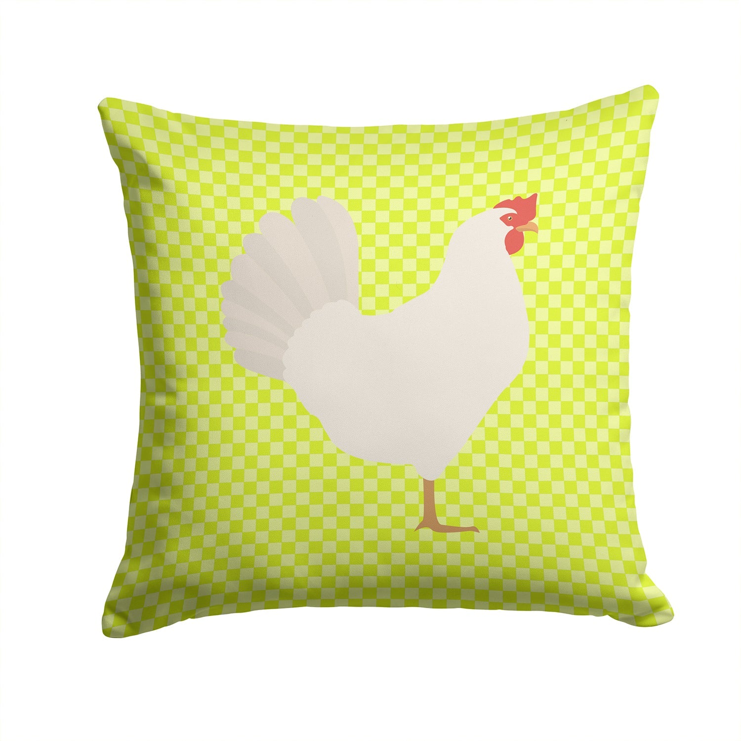 Leghorn Chicken Green Decorative Throw Pillow 14x14 Indoor Outdoor Accent Cushion, Fabric Cover with Insert for Sofa, Bed, Porch & Living Room