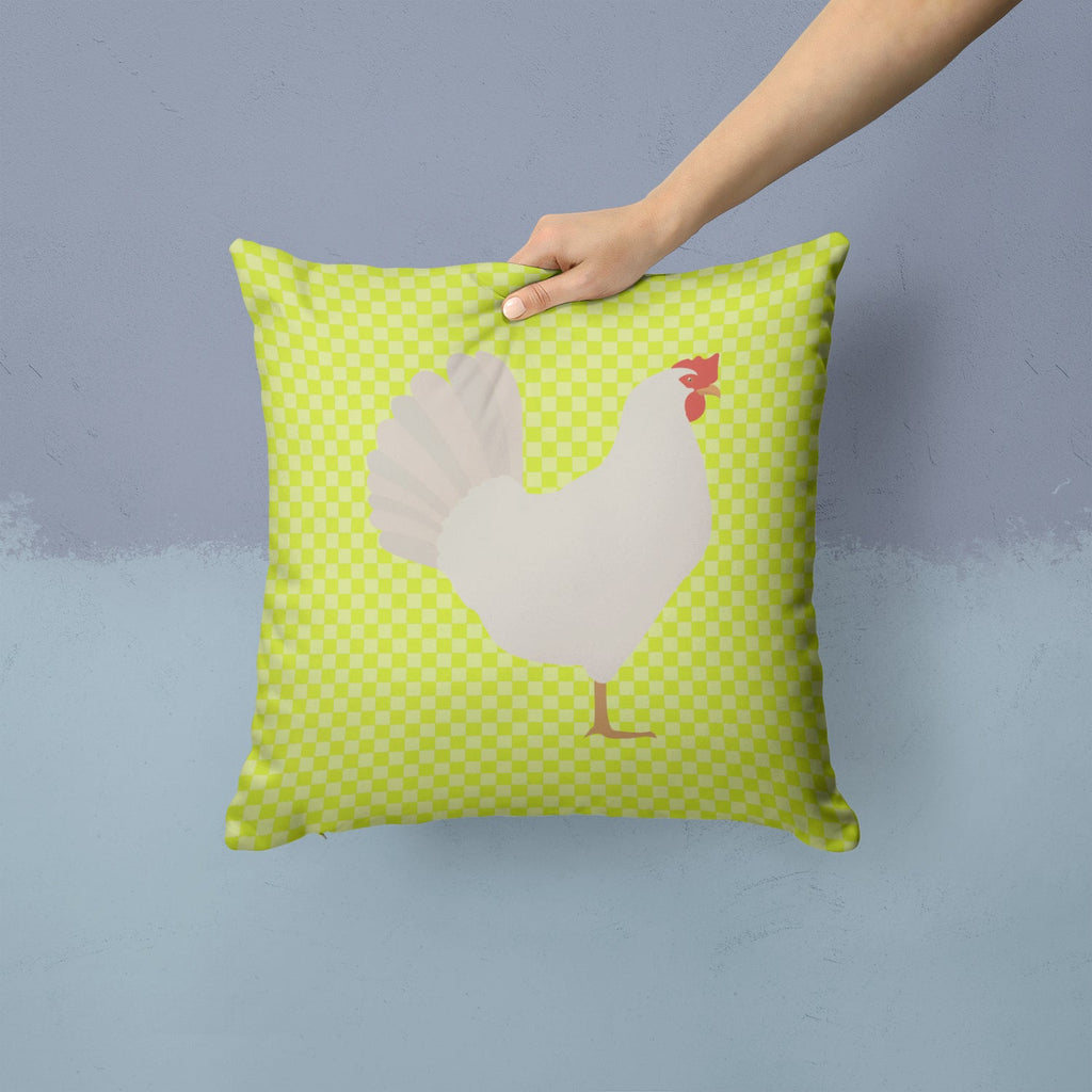 Leghorn Chicken Green Decorative Throw Pillow 14x14 Indoor Outdoor Accent Cushion, Fabric Cover with Insert for Sofa, Bed, Porch & Living Room