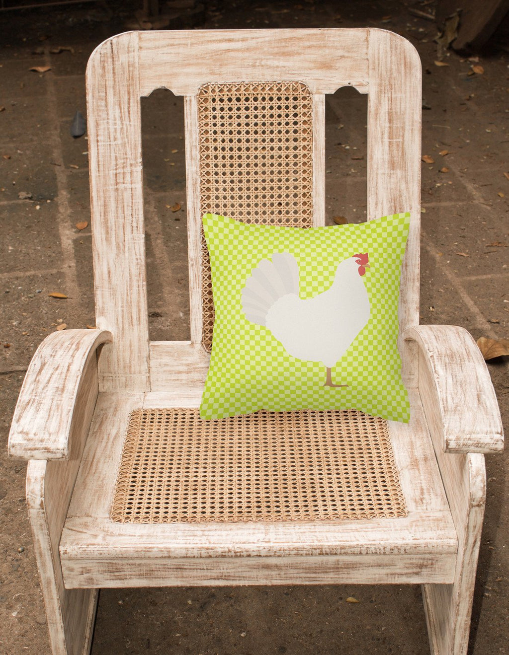 Leghorn Chicken Green Decorative Throw Pillow 18x18 Indoor Outdoor Accent Cushion, Fabric Cover with Insert for Sofa, Bed, Porch & Living Room