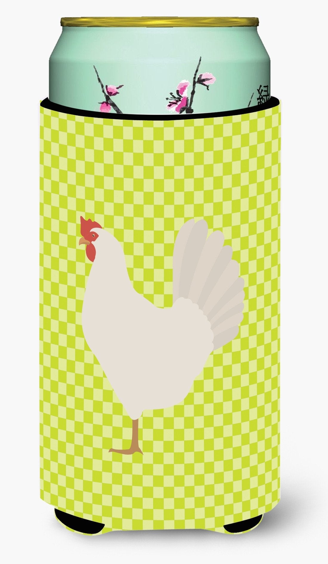 Leghorn Chicken Green Tall Boy Hugger Can Cooler Sleeve Machine Washable Drink Collapsible Insulator Beverage Insulated Holder