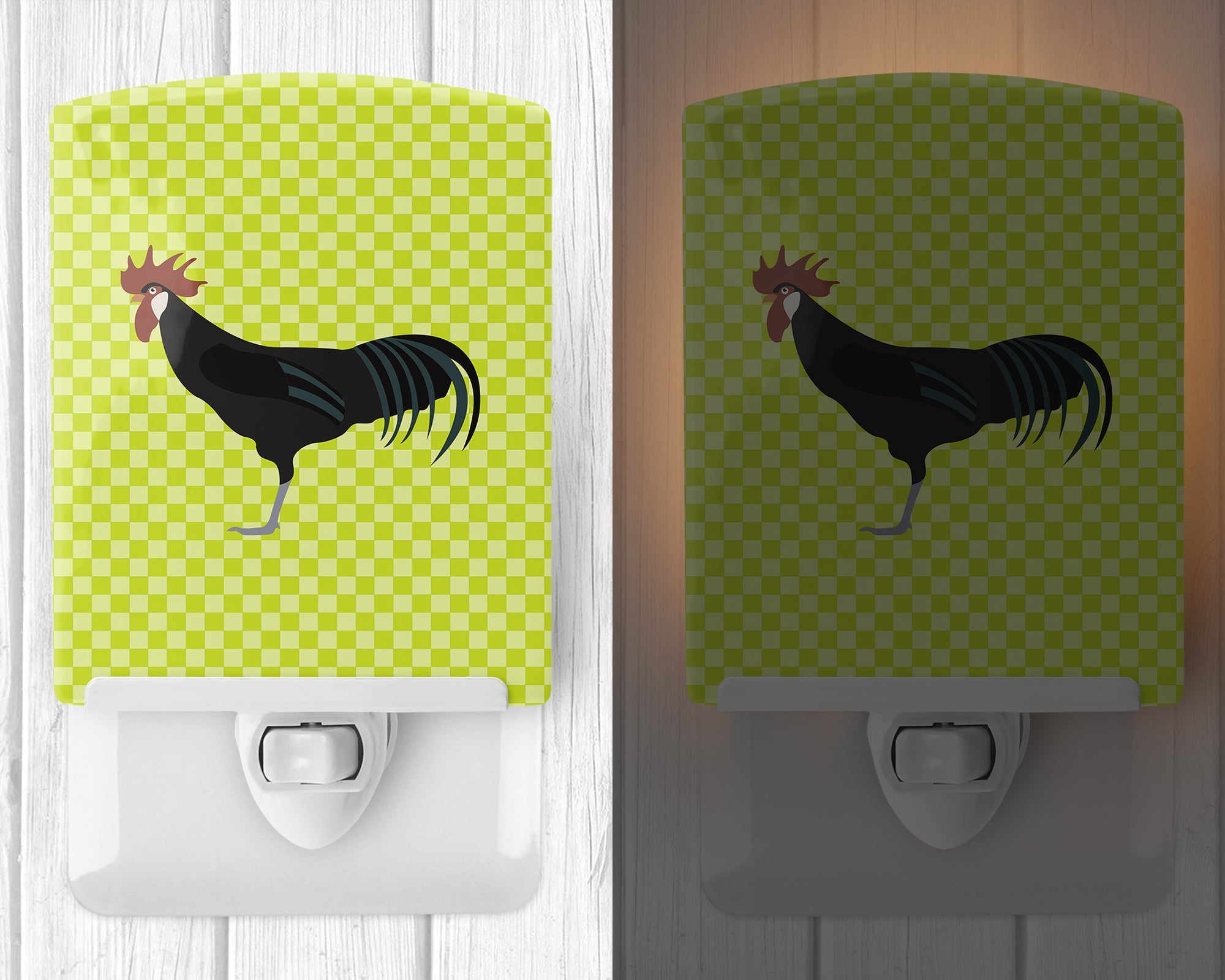 Minorca Ctalalan Chicken Green Ceramic Night Light Compact, UL-Certified, Ideal for Bedroom, Bathroom, Nursery, Hallway, Kitchen, 6x4x3, Multicolor