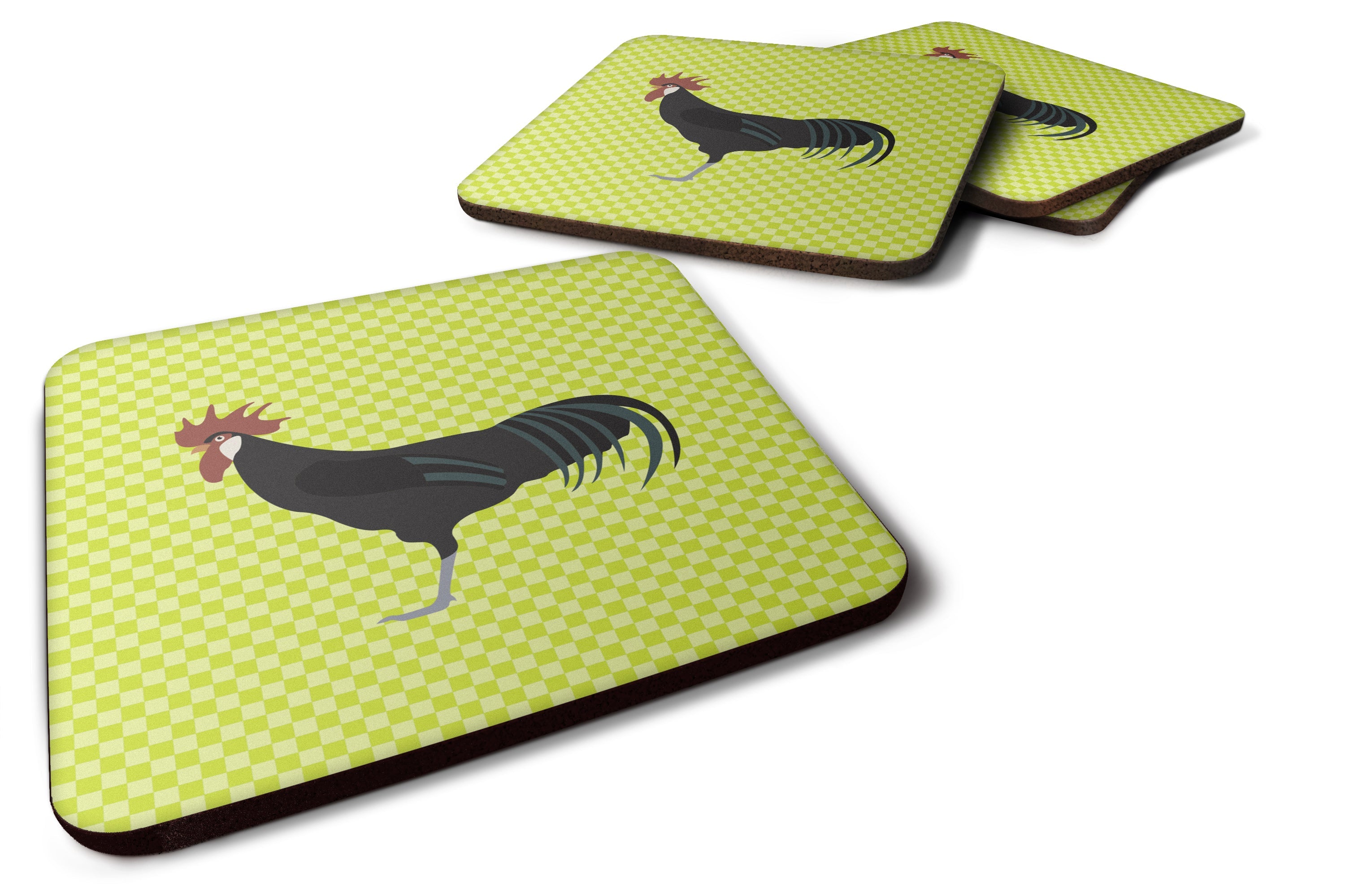 Minorca Ctalalan Chicken Green Foam Coasters Set of 4 Cup Coasters for Indoor Outdoor, Tabletop Protection, Anti Slip, Mouse pad Material