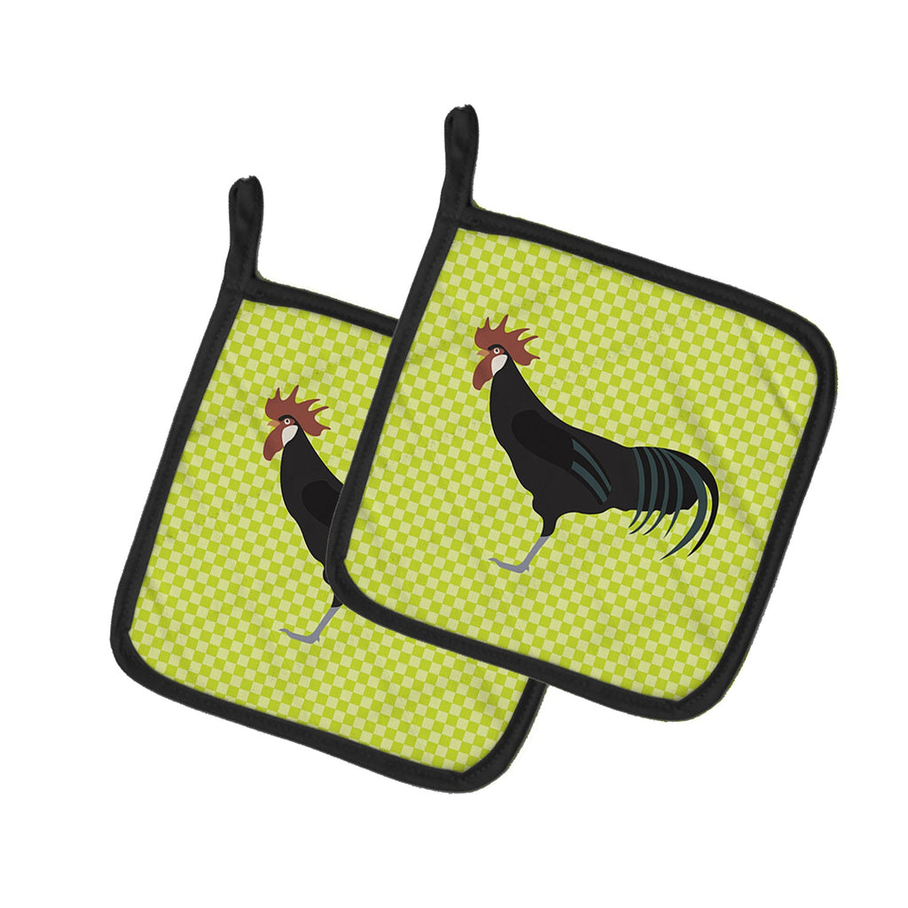 Minorca Ctalalan Chicken Green Pot Holder Set of 2 Heat Resistant Quilted Hot Pads 7.5 x 7.5 Inch, Insulated Kitchen Trivets for Cooking & Baking