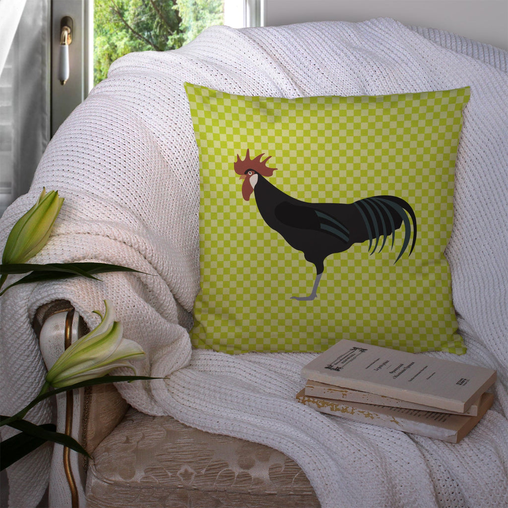 Minorca Ctalalan Chicken Green Decorative Throw Pillow 14x14 Indoor Outdoor Accent Cushion, Fabric Cover with Insert for Sofa, Bed, Porch & Living Room