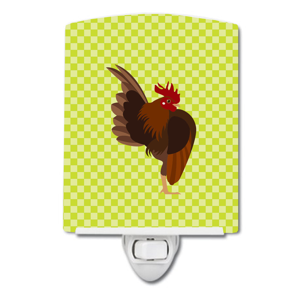 Malaysian Serama Chicken Green Ceramic Night Light Compact, UL-Certified, Ideal for Bedroom, Bathroom, Nursery, Hallway, Kitchen, 6x4x3, Multicolor