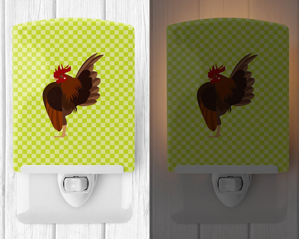 Malaysian Serama Chicken Green Ceramic Night Light Compact, UL-Certified, Ideal for Bedroom, Bathroom, Nursery, Hallway, Kitchen, 6x4x3, Multicolor