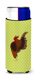 Malaysian Serama Chicken Green Slim Can Hugger , Insulated Foam Hugger for 12 oz Slim Cans, Beer Bottles & Water Bottles, Printed in USA