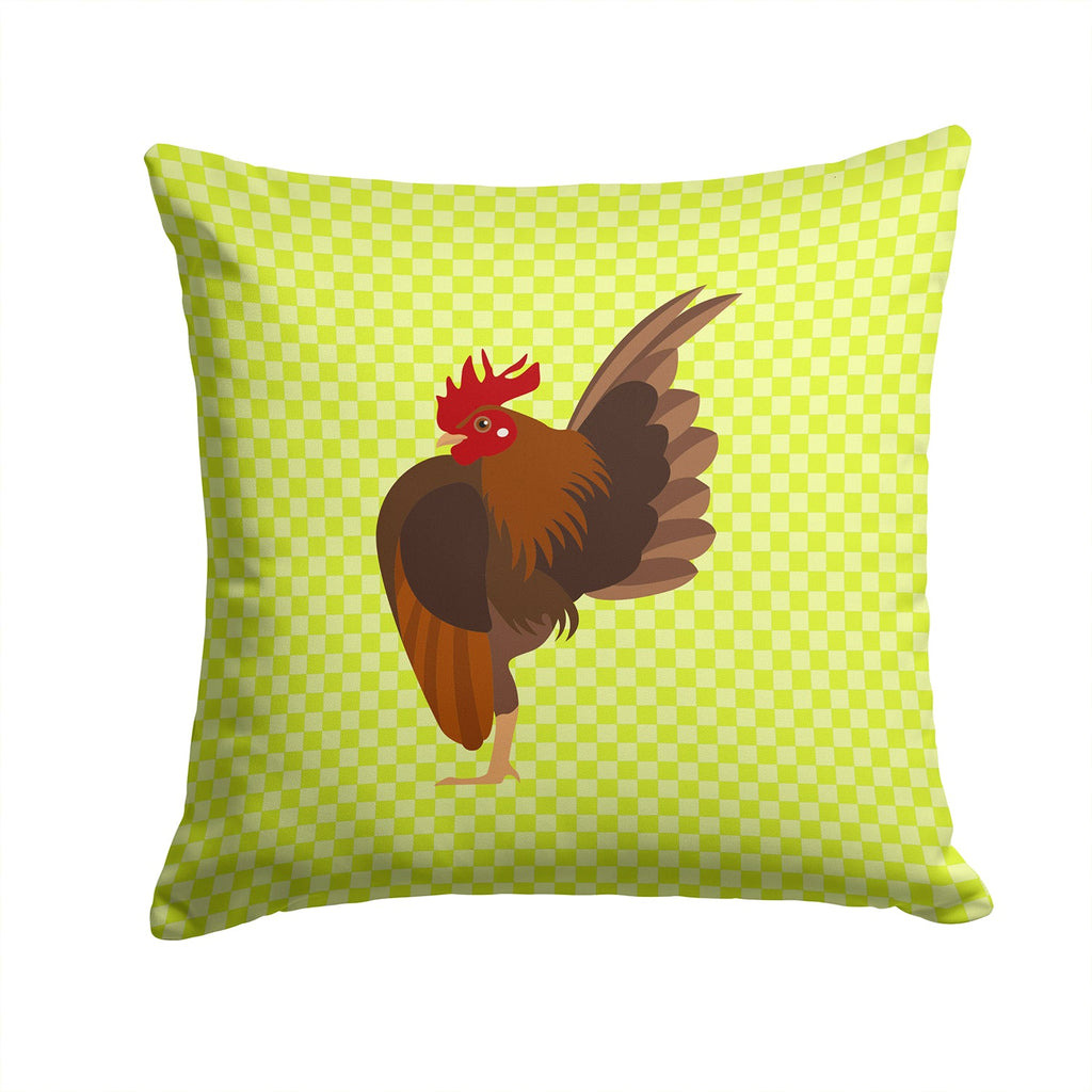 Malaysian Serama Chicken Green Decorative Throw Pillow 14x14 Indoor Outdoor Accent Cushion, Fabric Cover with Insert for Sofa, Bed, Porch & Living Room