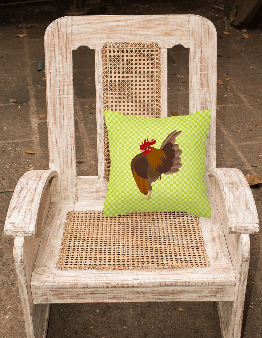 Malaysian Serama Chicken Green Decorative Throw Pillow 18x18 Indoor Outdoor Accent Cushion, Fabric Cover with Insert for Sofa, Bed, Porch & Living Room