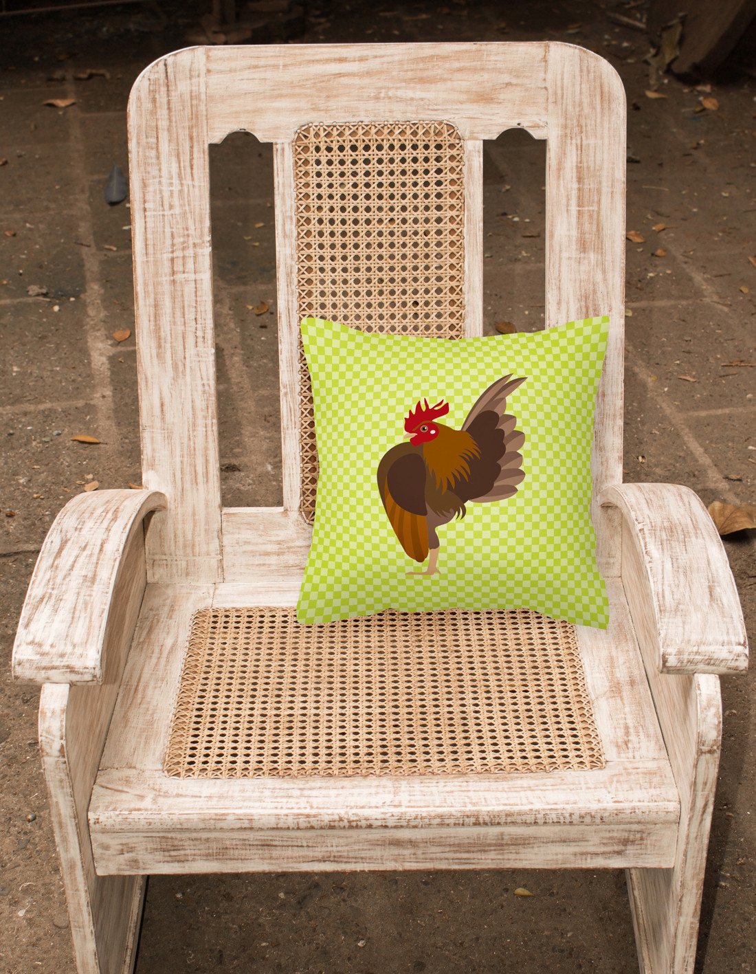 Malaysian Serama Chicken Green Decorative Throw Pillow 18x18 Indoor Outdoor Accent Cushion, Fabric Cover with Insert for Sofa, Bed, Porch & Living Room